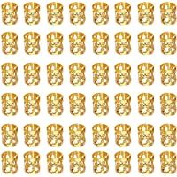 LEBQ 50 Piezas Dreadlocks Beads Anillos de Rastas de Aluminio Ajustables Decoración de Pelo Trenzado (Dorado)